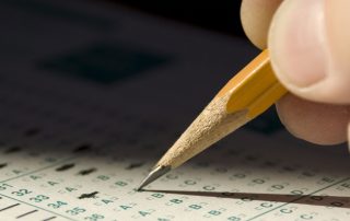 taking a test with a pencil